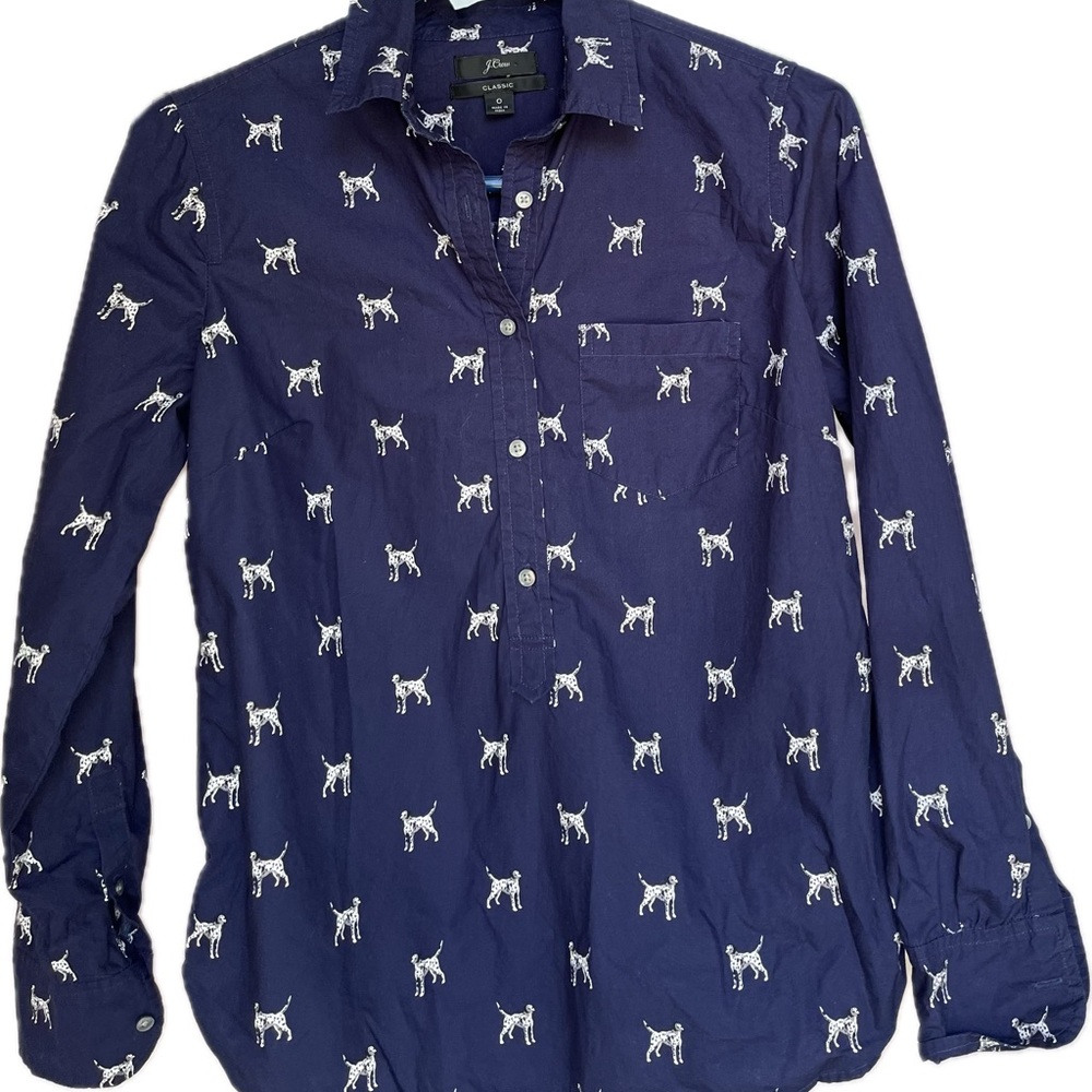 J Crew Classic Dalmation Shirt Blue